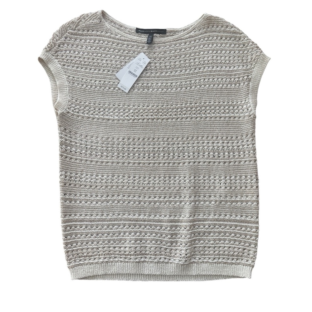 NWT WHBM White House Black Market badge sparkly knit top